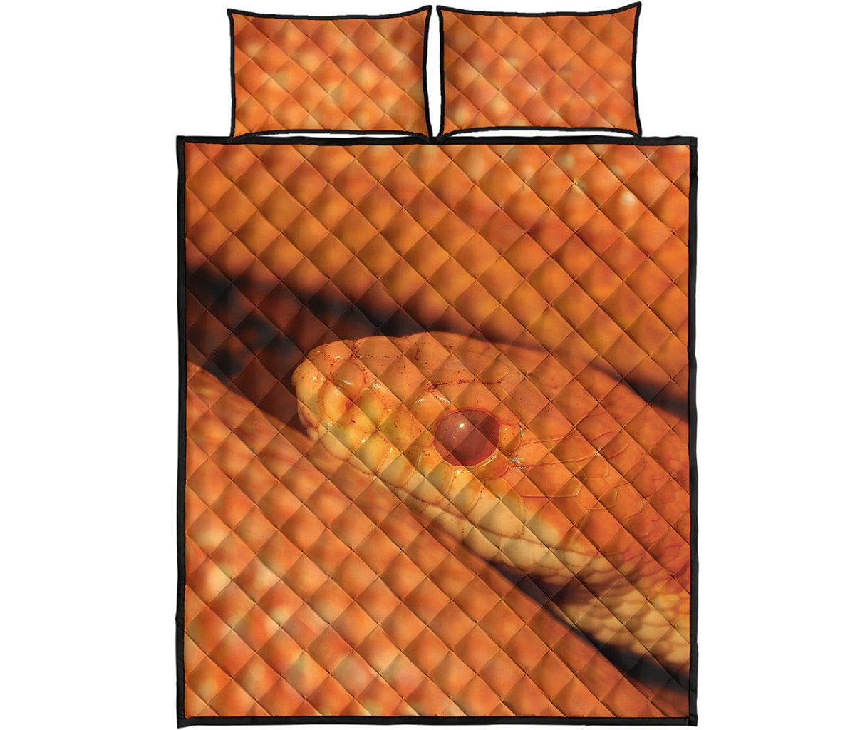 Orange Snake Print Quilt Bed Set