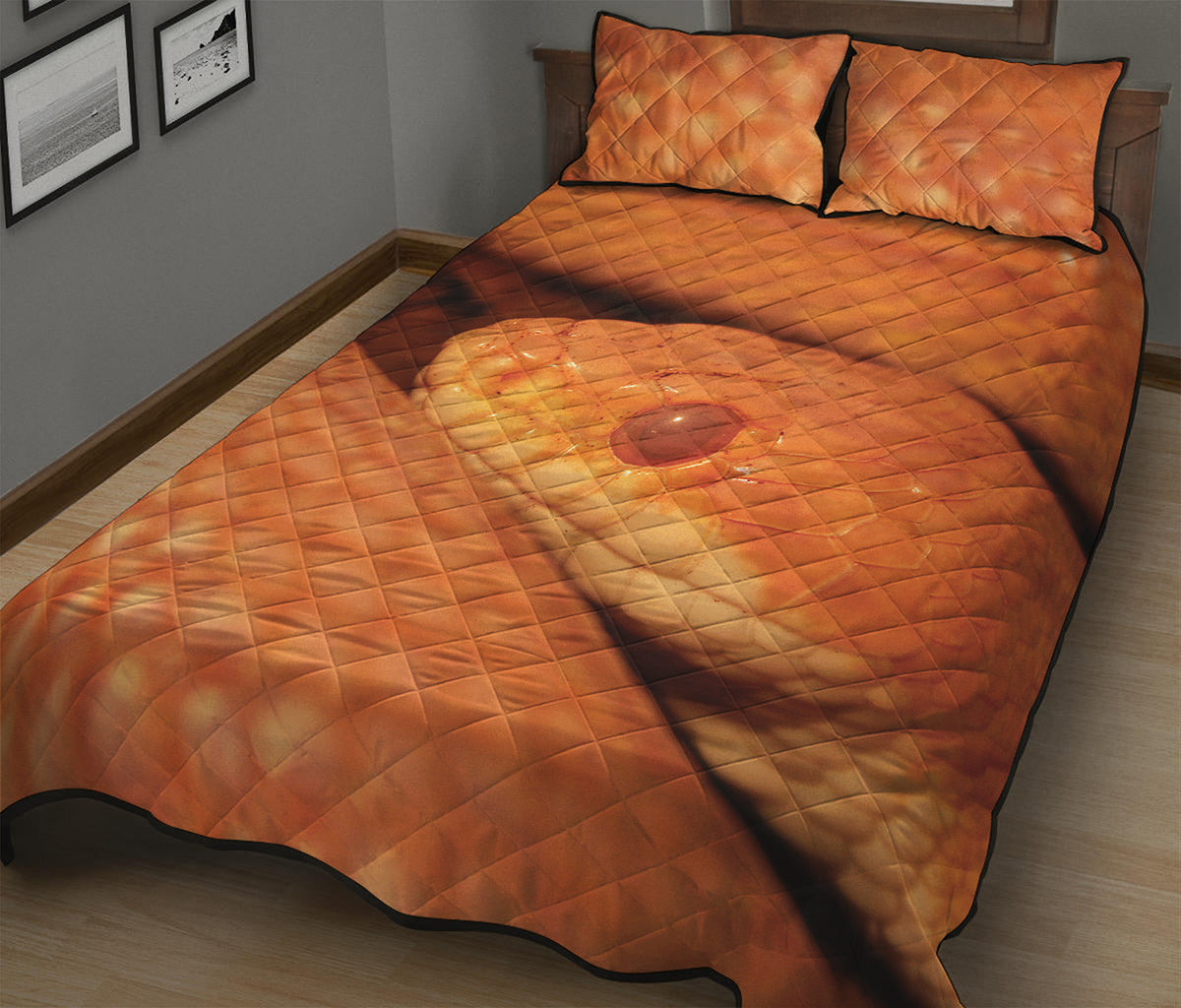Orange Snake Print Quilt Bed Set