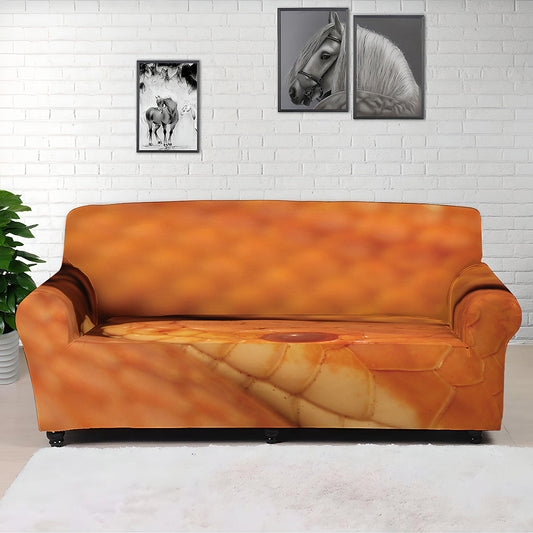 Orange Snake Print Sofa Cover