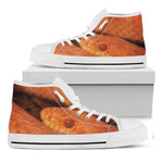 Orange Snake Print White High Top Shoes