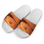 Orange Snake Print White Slide Sandals