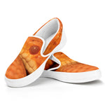 Orange Snake Print White Slip On Shoes