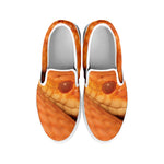 Orange Snake Print White Slip On Shoes