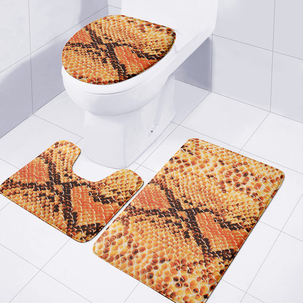 Orange Snakeskin Print 3 Piece Bath Mat Set