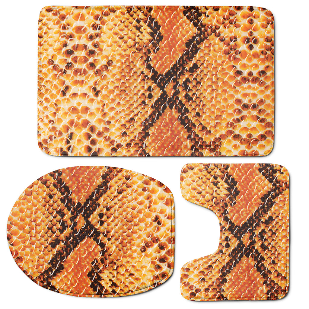 Orange Snakeskin Print 3 Piece Bath Mat Set