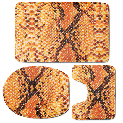 Orange Snakeskin Print 3 Piece Bath Mat Set