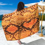 Orange Snakeskin Print Beach Sarong Wrap