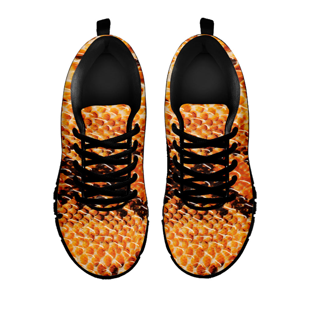 Orange Snakeskin Print Black Sneakers