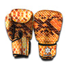 Orange Snakeskin Print Boxing Gloves