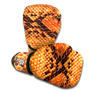 Orange Snakeskin Print Boxing Gloves