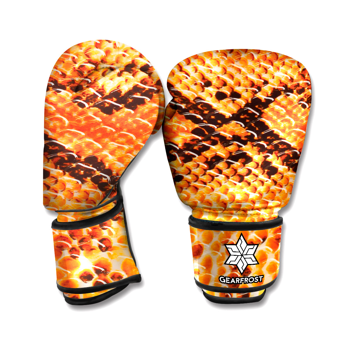 Orange Snakeskin Print Boxing Gloves