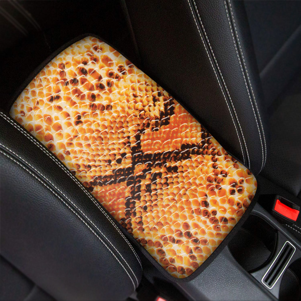 Orange Snakeskin Print Car Center Console Cover