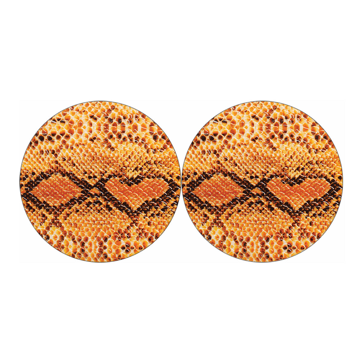 Orange Snakeskin Print Car Coasters