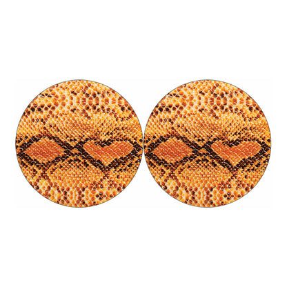 Orange Snakeskin Print Car Coasters