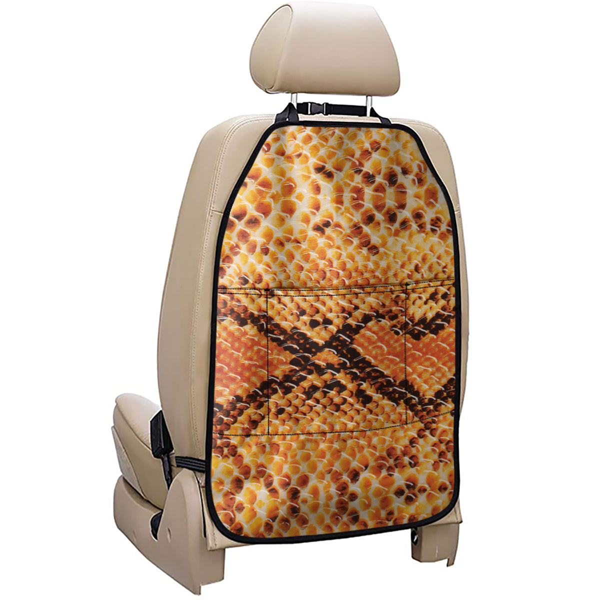 Orange Snakeskin Print Car Seat Organizers
