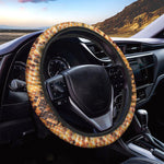 Orange Snakeskin Print Car Steering Wheel Cover