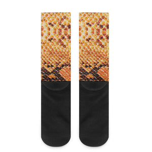 Orange Snakeskin Print Crew Socks