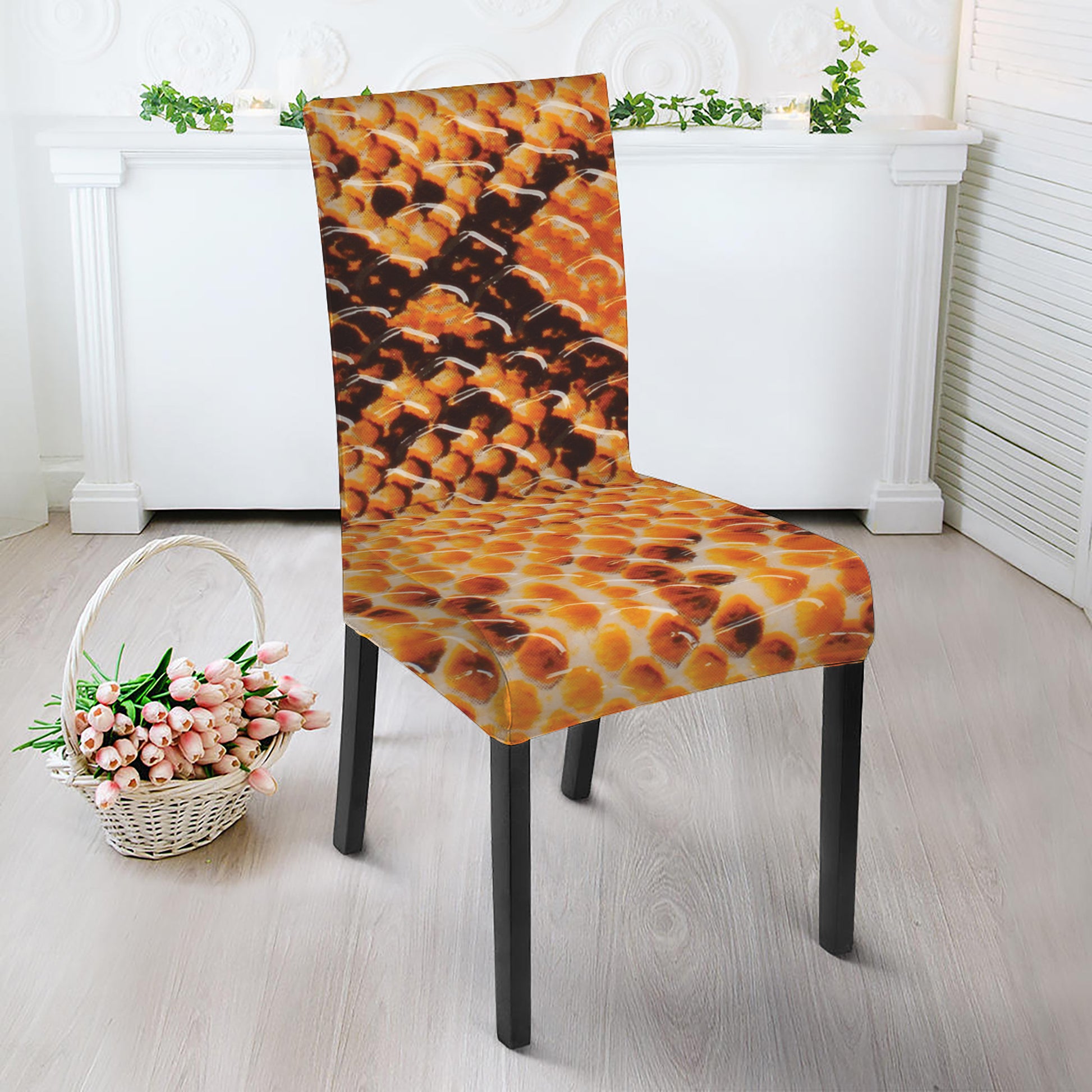 Orange Snakeskin Print Dining Chair Slipcover