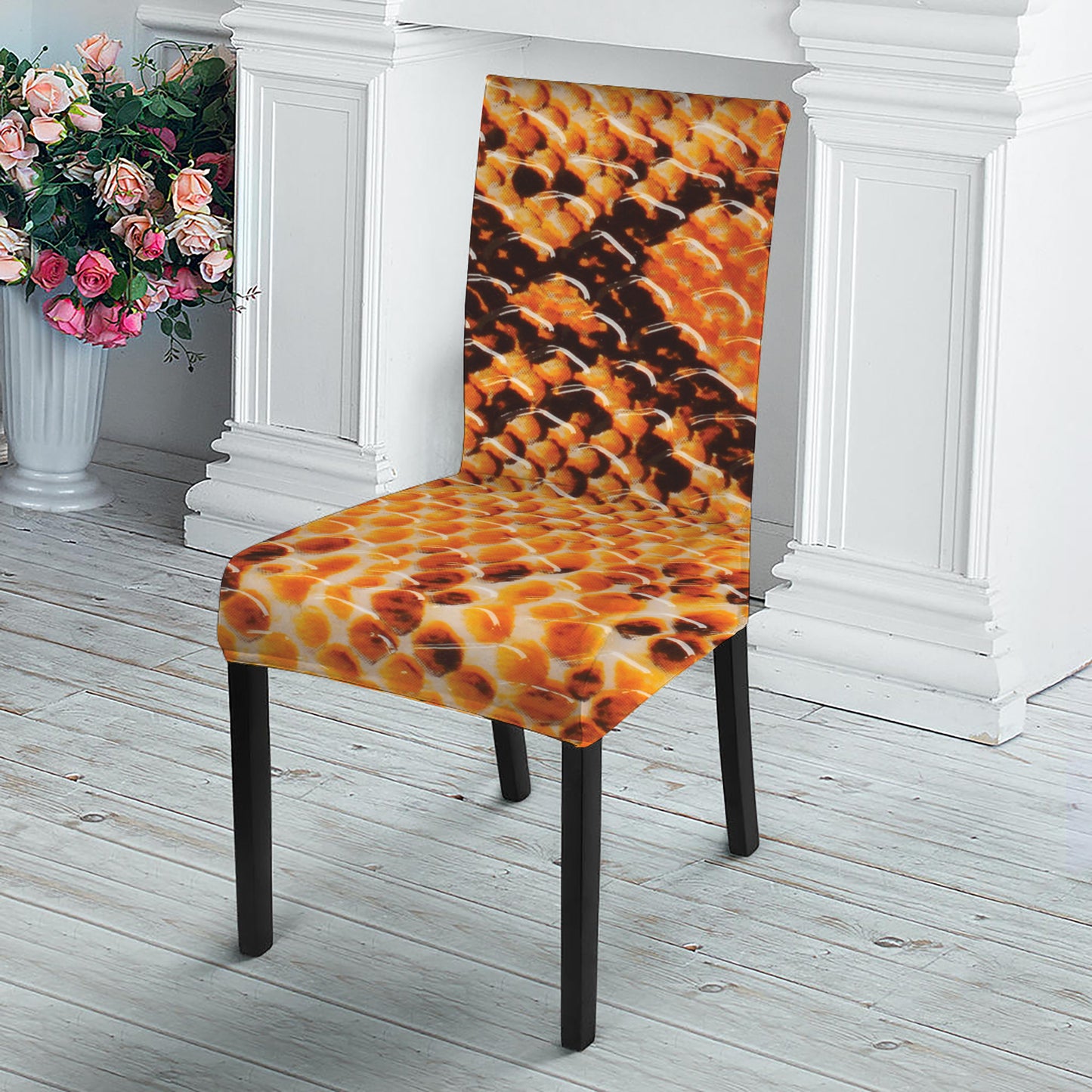 Orange Snakeskin Print Dining Chair Slipcover