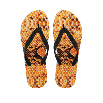 Orange Snakeskin Print Flip Flops