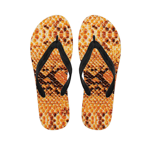 Orange Snakeskin Print Flip Flops