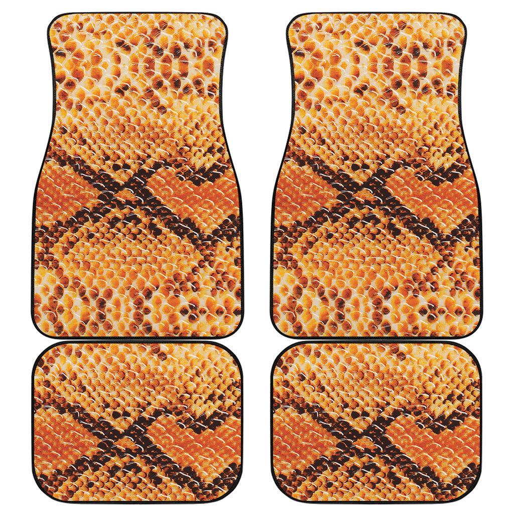 Orange Snakeskin Print Front and Back Car Floor Mats