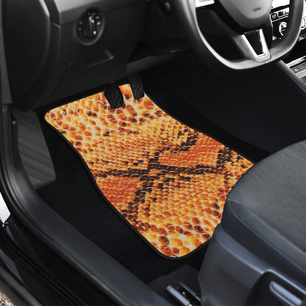 Orange Snakeskin Print Front and Back Car Floor Mats