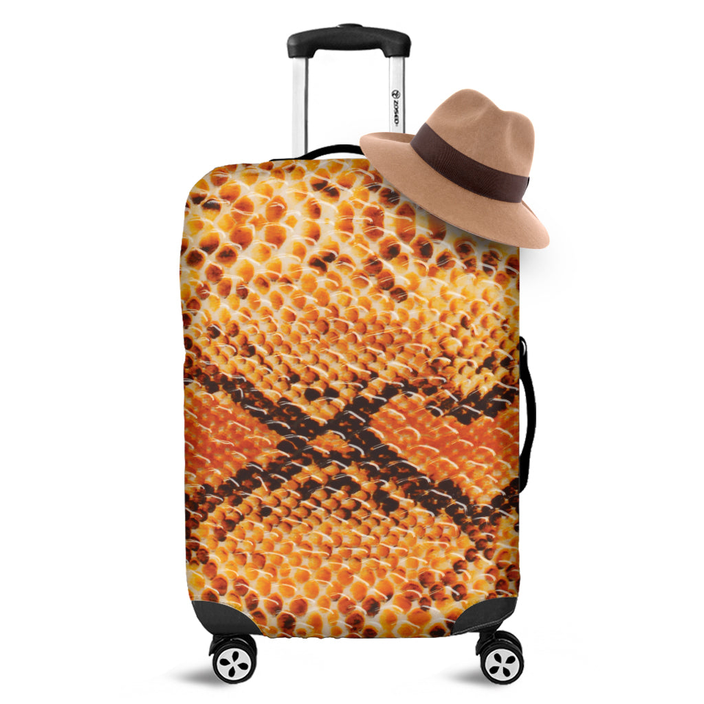 Orange Snakeskin Print Luggage Cover