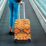 Orange Snakeskin Print Luggage Cover