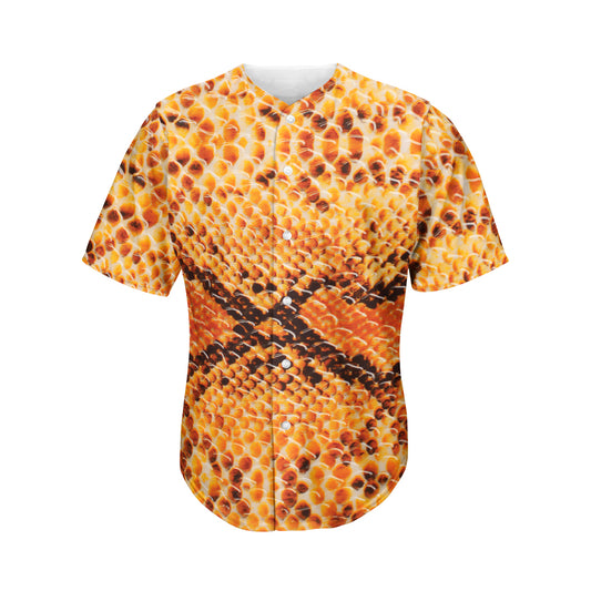 Orange Snakeskin Print Men's Baseball Jersey