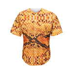 Orange Snakeskin Print Men's Baseball Jersey