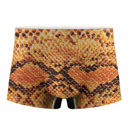 Orange Snakeskin Print Men's Boxer Briefs