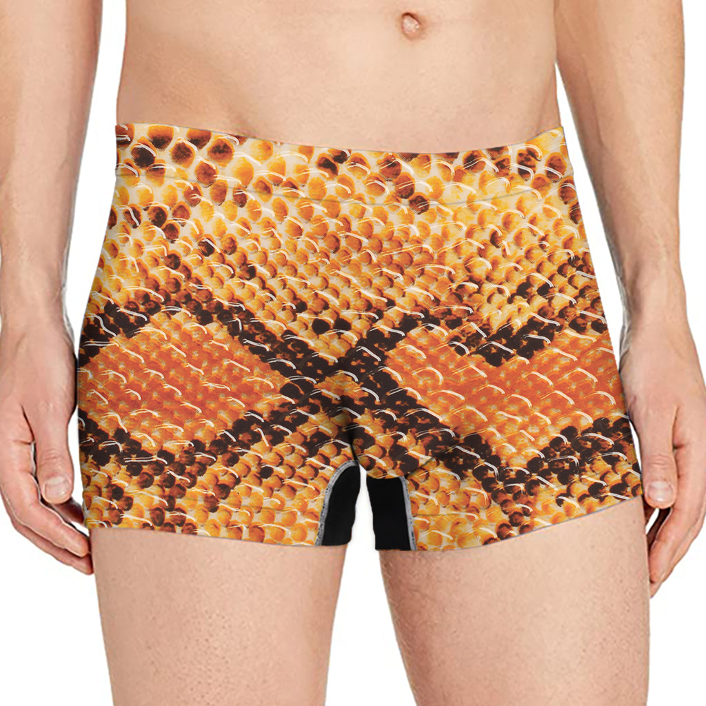 Orange Snakeskin Print Men's Boxer Briefs