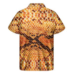 Orange Snakeskin Print Men's Short Sleeve Shirt