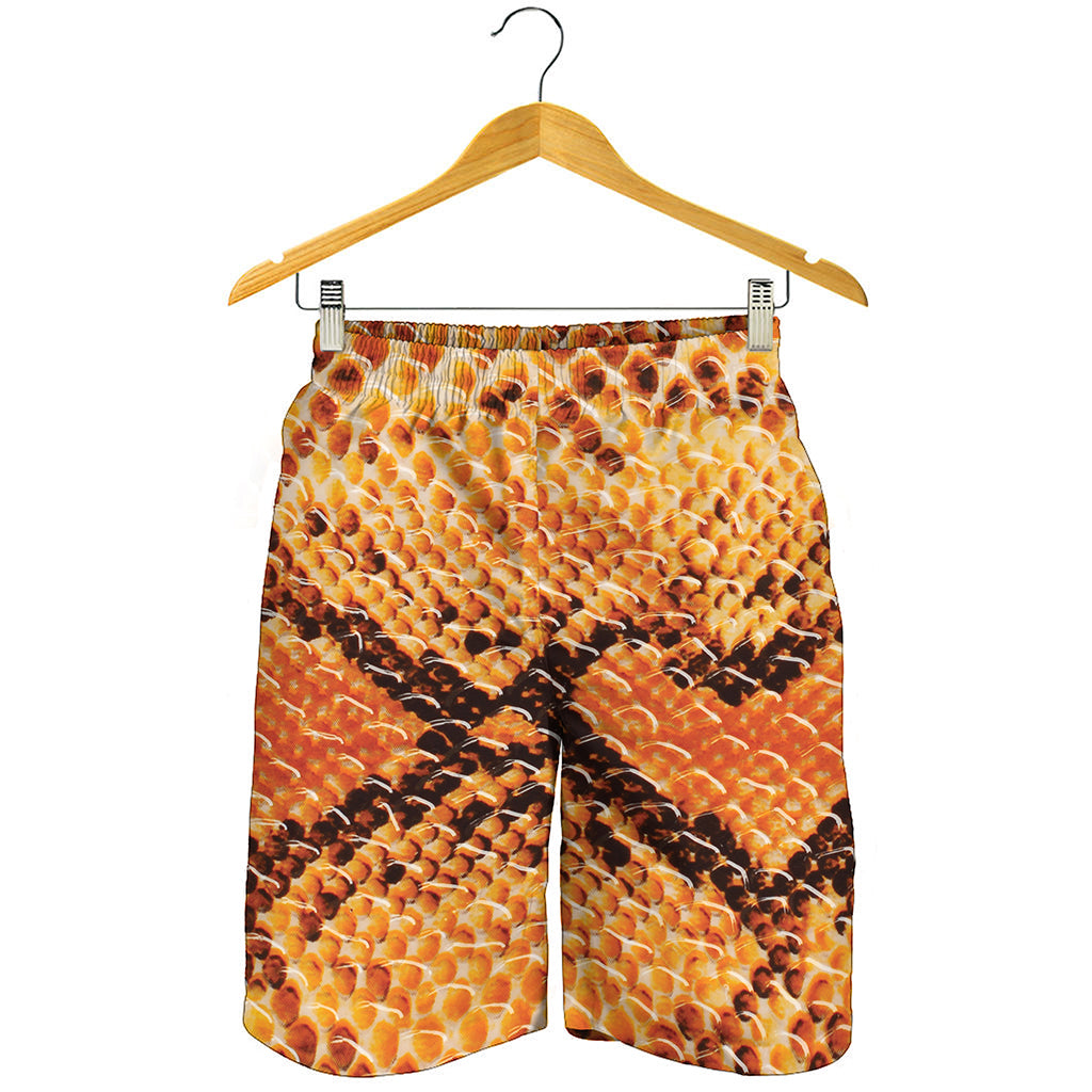 Orange Snakeskin Print Men's Shorts