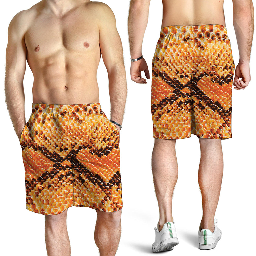 Orange Snakeskin Print Men's Shorts