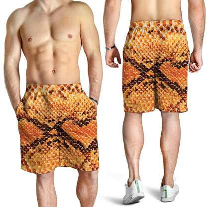 Orange Snakeskin Print Men's Shorts