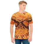 Orange Snakeskin Print Men's T-Shirt