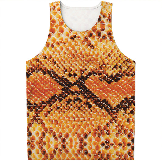 Orange Snakeskin Print Men's Tank Top