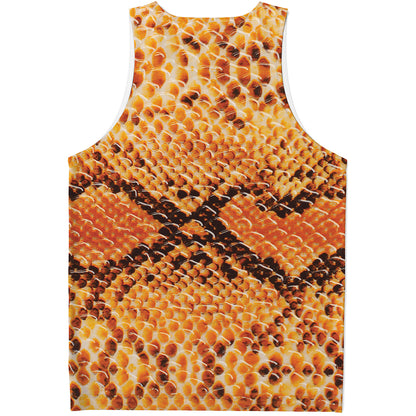Orange Snakeskin Print Men's Tank Top