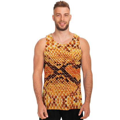 Orange Snakeskin Print Men's Tank Top