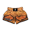 Orange Snakeskin Print Muay Thai Boxing Shorts