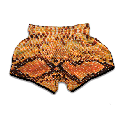 Orange Snakeskin Print Muay Thai Boxing Shorts