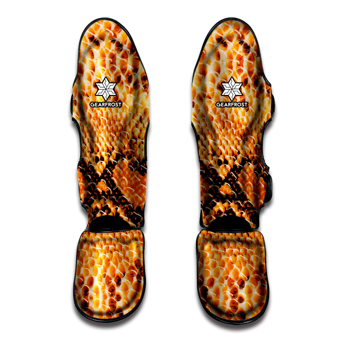 Orange Snakeskin Print Muay Thai Shin Guard