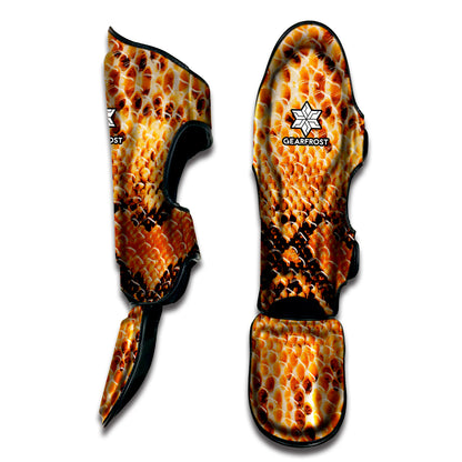 Orange Snakeskin Print Muay Thai Shin Guard