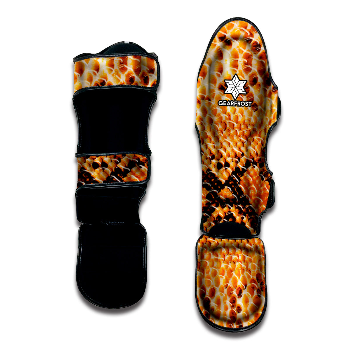 Orange Snakeskin Print Muay Thai Shin Guard