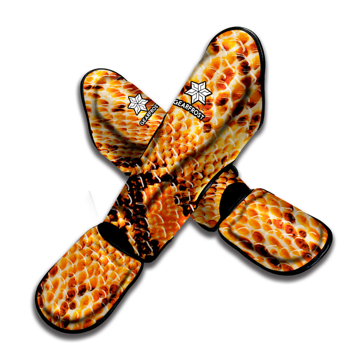 Orange Snakeskin Print Muay Thai Shin Guard