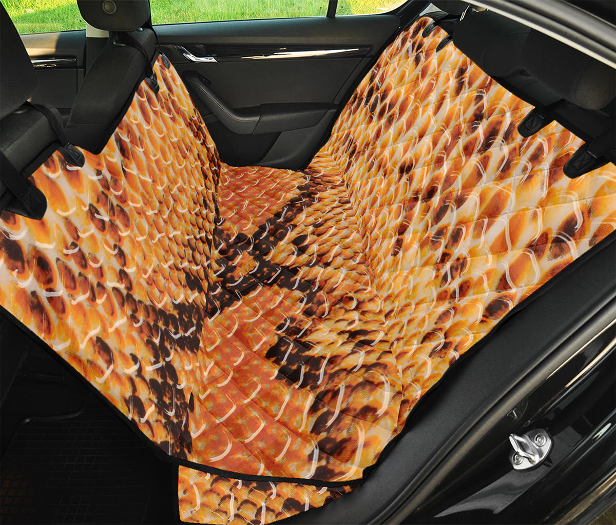 Orange Snakeskin Print Pet Car Back Seat Cover