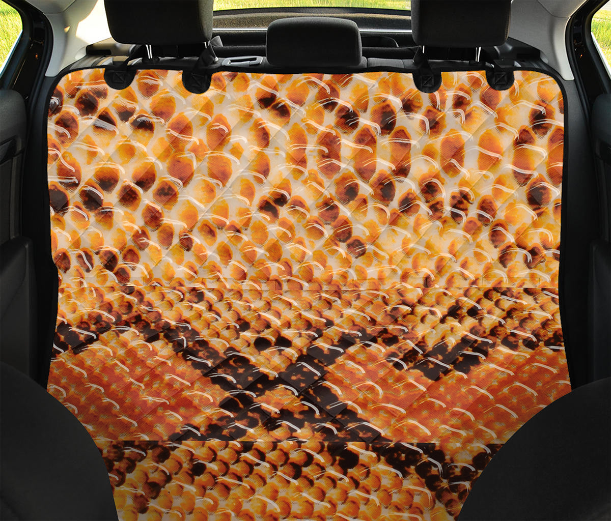 Orange Snakeskin Print Pet Car Back Seat Cover