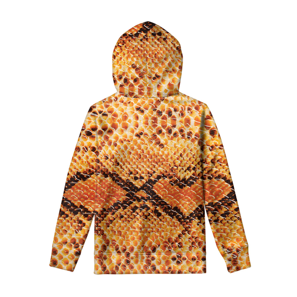 Orange Snakeskin Print Pullover Hoodie